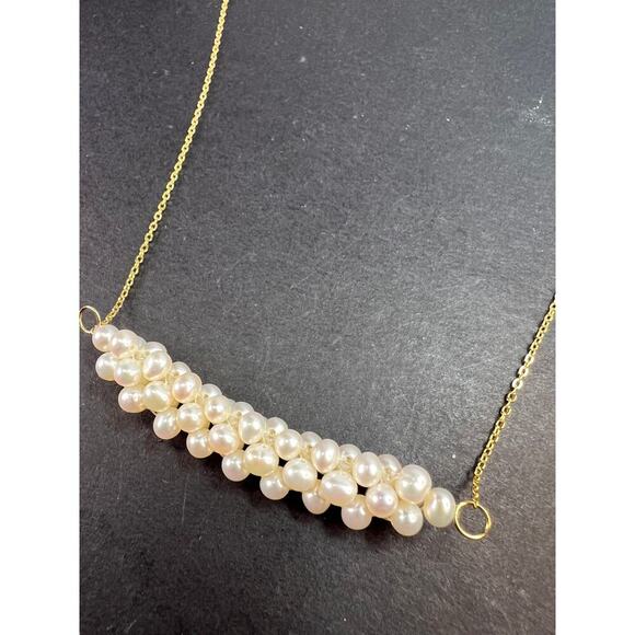 Cultured Freshwater Pearl Gold Over Sterling Silver Necklace - Picture 1 of 11